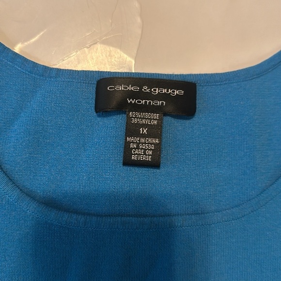 Cable & Gauge Woman 1X Blue Plain Tank Top - Picture 2 of 4